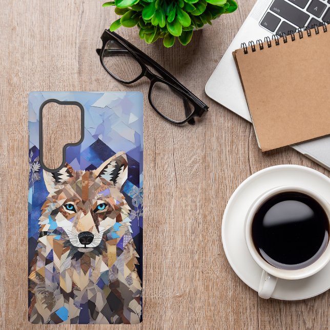 Geometric Wolf Mountain Samsung Galaxy S22 Ultra Case (Creator Uploaded)