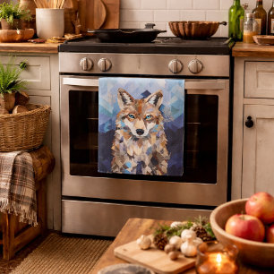 Geometric Wolf Mountain  Tea Towel