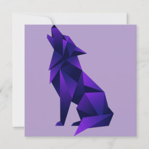 Geometric Wolf Origami Style Modern Animal Invitation
