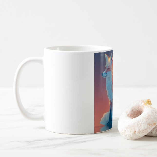Geometric Wolf Silhouette |Modern Polygon Wildlife Coffee Mug (With Donut)