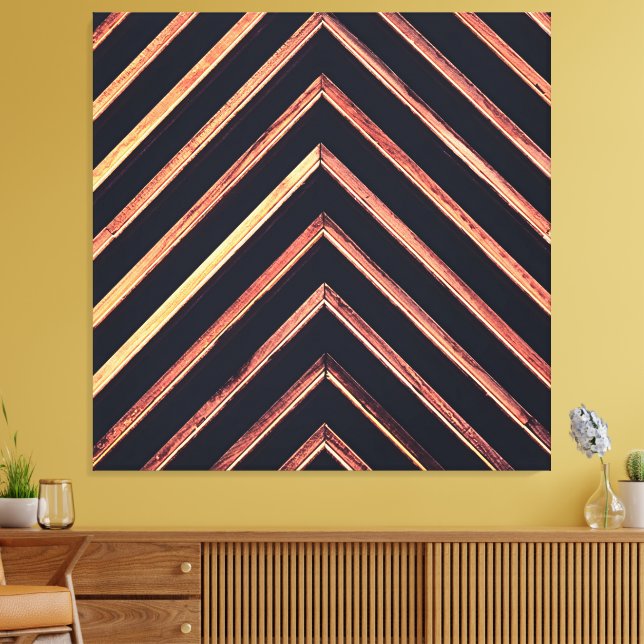 Geometric wood: abstract chevron pattern canvas print (Insitu(LivingRoom))