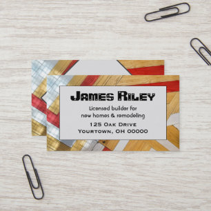 Geometric wood floor pattern for contractor business card