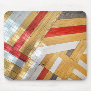 Geometric wood floor pattern mouse mat