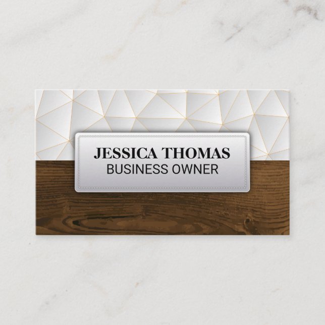Geometric | Wood Grain Business Card (Front)
