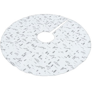 Geometric Woodland Lines Landscape Pattern Brushed Polyester Tree Skirt