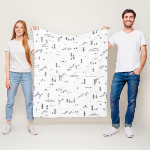 Geometric Woodland Lines Landscape Pattern Fleece Blanket
