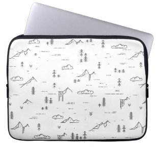 Geometric Woodland Lines Landscape Pattern Laptop Sleeve