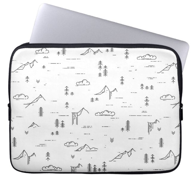 Geometric Woodland Lines Landscape Pattern Laptop Sleeve (Front)