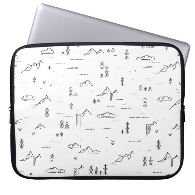 Geometric Woodland Lines Landscape Pattern Laptop Sleeve (Front)