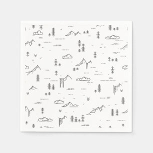 Geometric Woodland Lines Landscape Pattern Napkin