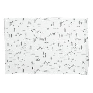 Geometric Woodland Lines Landscape Pattern Pillowcase