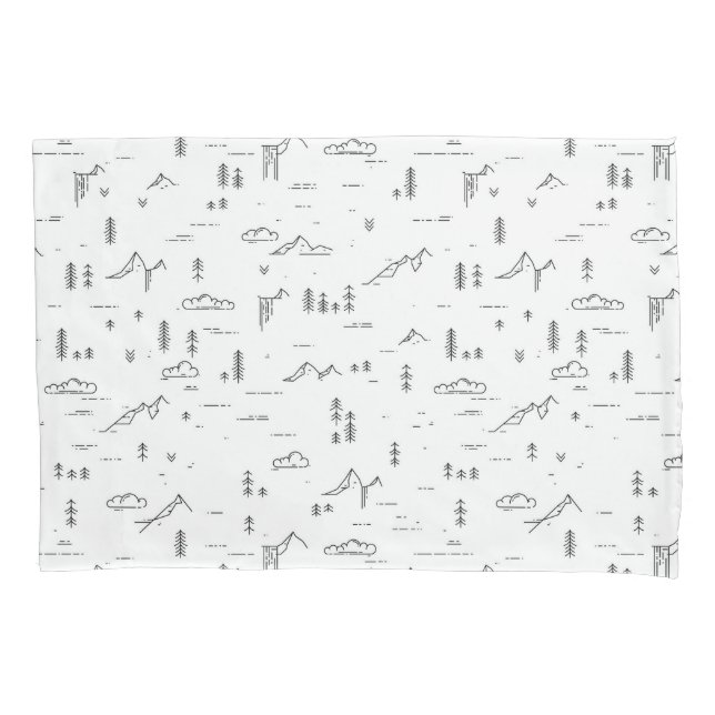 Geometric Woodland Lines Landscape Pattern Pillowcase (Front-Left)