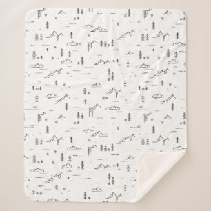 Geometric Woodland Lines Landscape Pattern Sherpa Blanket