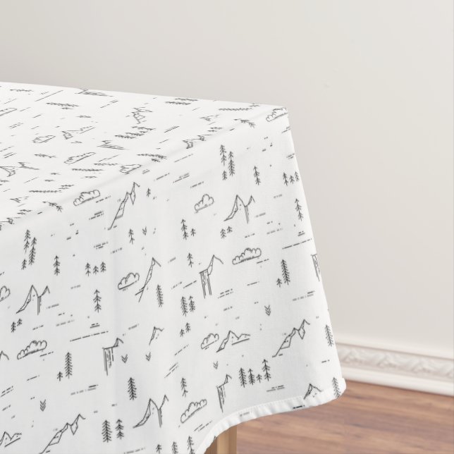 Geometric Woodland Lines Landscape Pattern Tablecloth (In Situ)