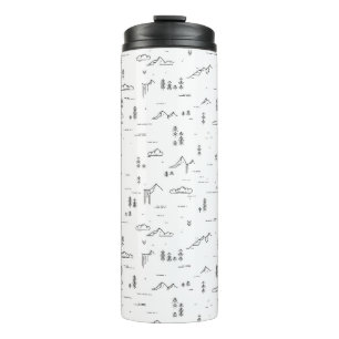 Geometric Woodland Lines Landscape Pattern Thermal Tumbler