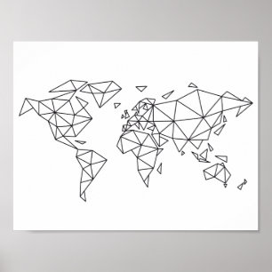 Geometric world map poster