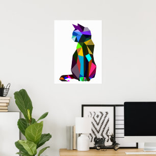 Geometric WPAP Cat Design   Printables   Wall Art