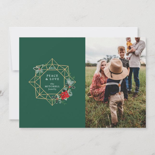 Geometric Wreath Illustration Family Holiday Photo (Front)