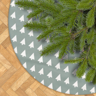 Geometric Xmas Tree Pattern   Minimal Sage Green Brushed Polyester Tree Skirt