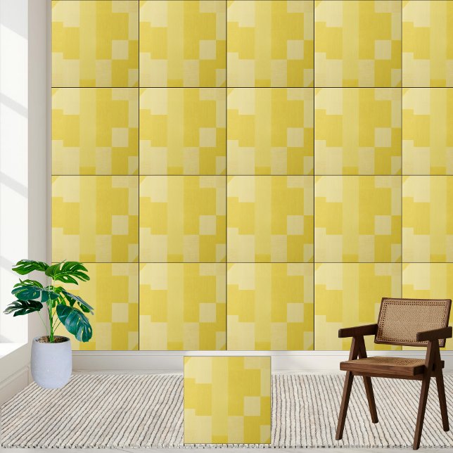 Geometric Yellow Blocks Pattern Ceramic Tile (Geometric Yellow Blocks Pattern Ceramic Tile)