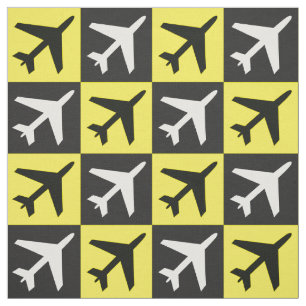Geometric Yellow Flying Jets Airplane Fabric