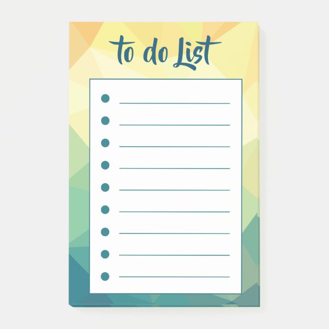 Geometric yellow green to do list post-it notes (Front)