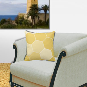 Geometric Yellow Honeycomb Pattern Cushion