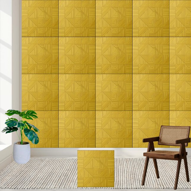 Geometric Yellow Lines Pattern Style 2 Tile (Geometric Yellow Lines Pattern Style 2 Ceramic Tile)