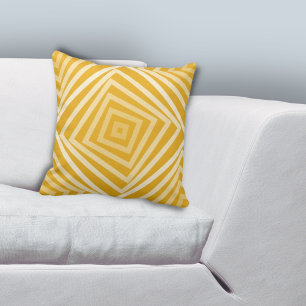 Geometric Yellow Nested Box Spiral Pattern Cushion