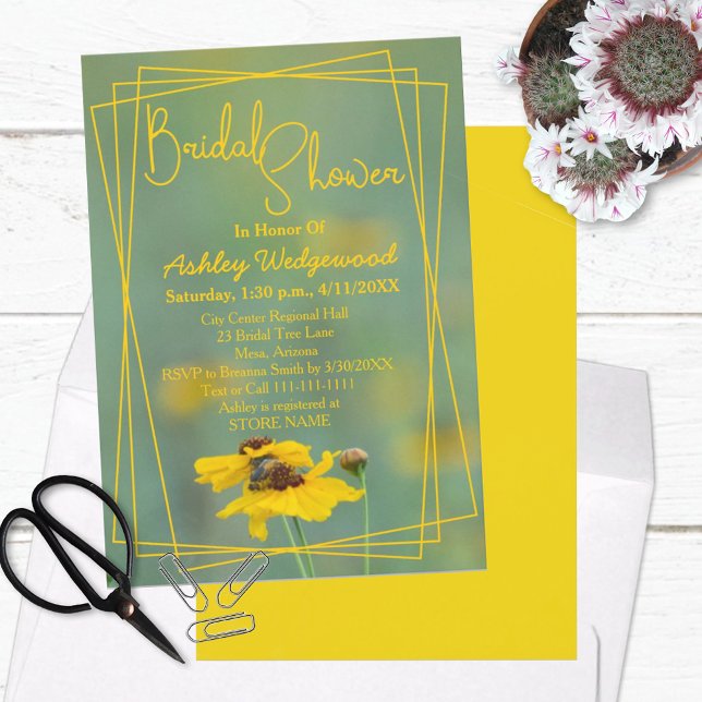 Geometric Yellow Wildflower Photograph Custom Invitation (Creator Uploaded)