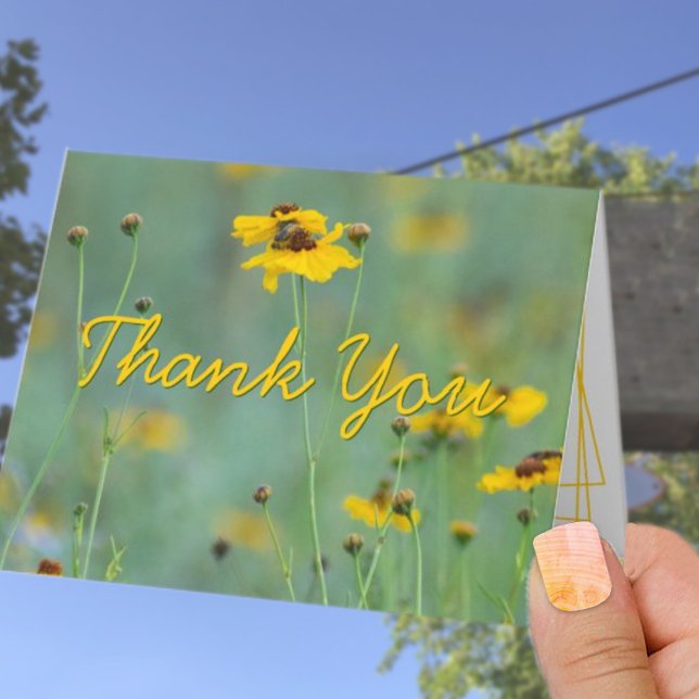 Geometric Yellow Wildflower Photograph Custom  Thank You Card (Creator Uploaded)