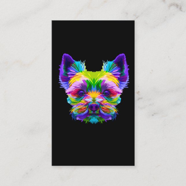 Geometric Yorkshire Terrier Yorkie Art Animal Love Business Card (Front)
