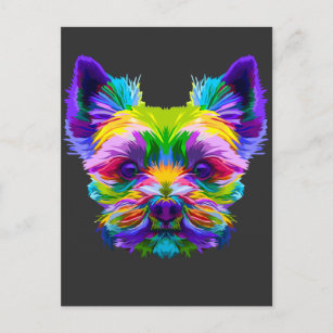Geometric Yorkshire Terrier Yorkie Art Animal Love Postcard