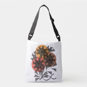 Geometric Zen Doodle Flower Bouquet Crossbody Bag