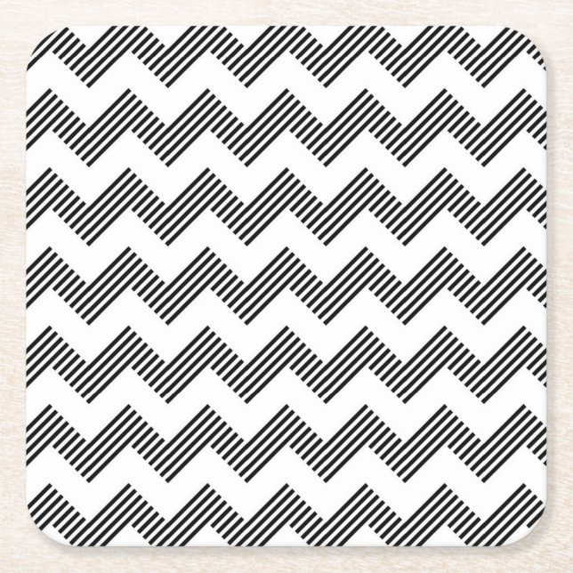 Geometric zigzag pattern 2 square paper coaster (Front)