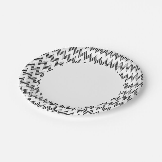 Geometric zigzag pattern paper plate (Angled)