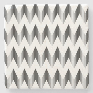Geometric zigzag pattern stone coaster