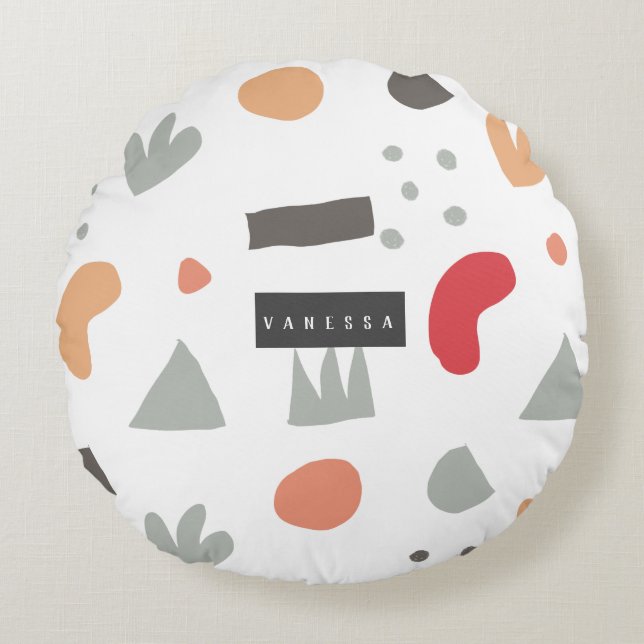 Geometrical,abstract,minimal,modern,pastel Round P Cushion (Front)
