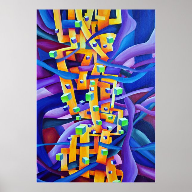 Geometrical Abstract - Rainbow Vibes Composition Poster (Front)