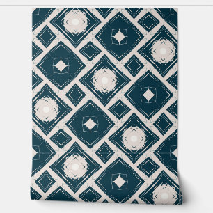 Geometrical Black And Cream Modern Tile Pattern Wallpaper