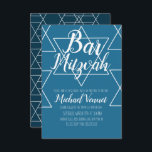Geometrical Blue White Bar Mitzvah Invitation<br><div class="desc">Jewish Celebration Invitations- Bar Mitzvah Geometrical Invitations</div>
