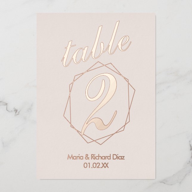 Geometrical Border Pressed  Foil Table Number (Front)