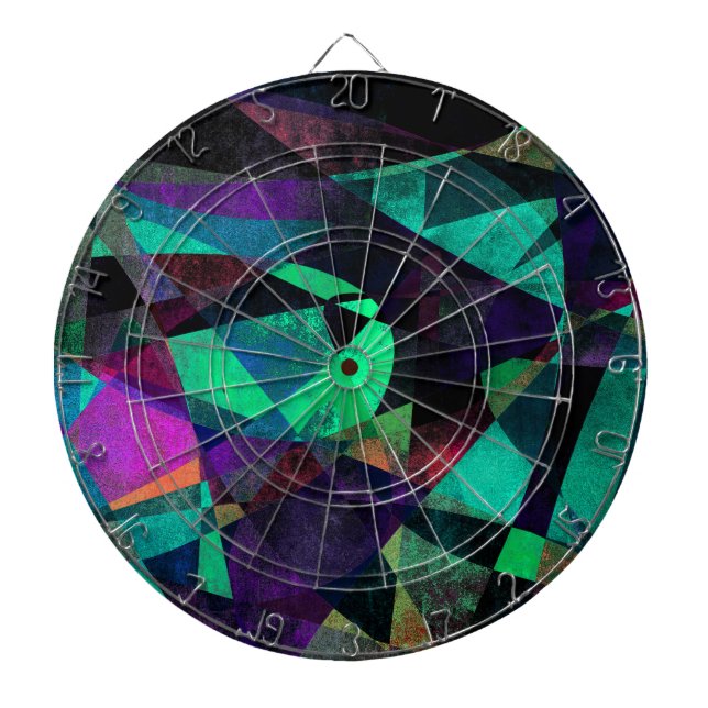 Geometrical, Colourful, Grungy Abstract Art Dartboard (Front)