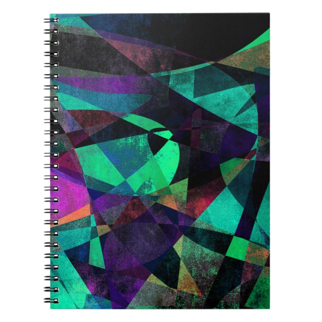 Geometrical, Colourful, Grungy Abstract Art Notebook (Front)