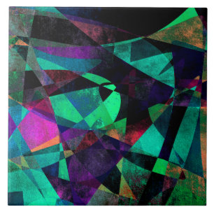 Geometrical, Colourful, Grungy Abstract Art Tile