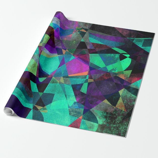 Geometrical, Colourful, Original Abstract Art Wrapping Paper (Unrolled)