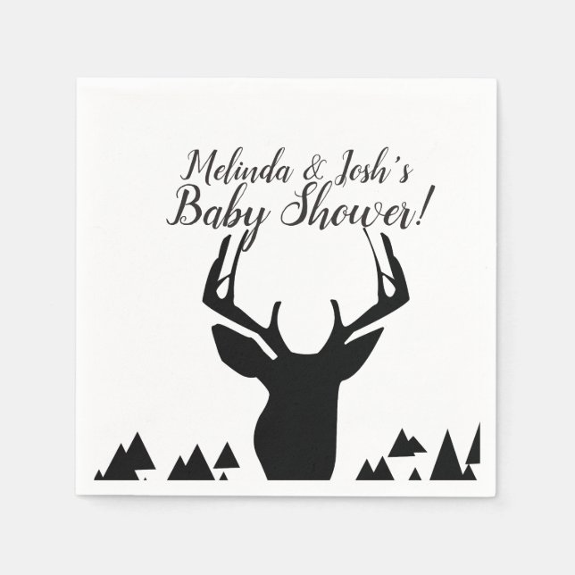 Geometrical Deer Hunter Theme Birthday Napkin (Front)