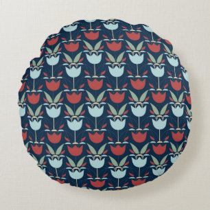 Geometrical flower pattern, ornament, multi-colore round cushion