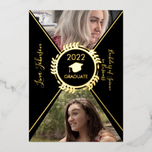 Geometrical Graduation Gold Pressed Announcement