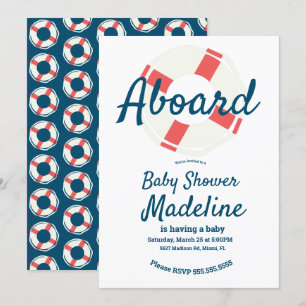Geometrical Life Save Ring Nautical Baby Shower  Invitation